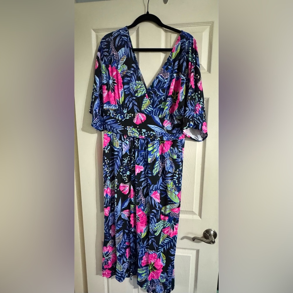 Lilly Pulitzer Elbow Sleeve Parigi Midi Dress EUC